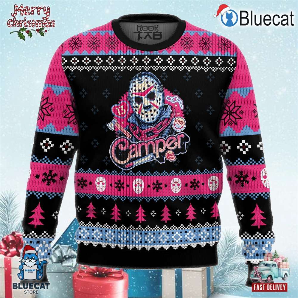 jason voorhees camper friday the 13th xmas ugly sweater 1