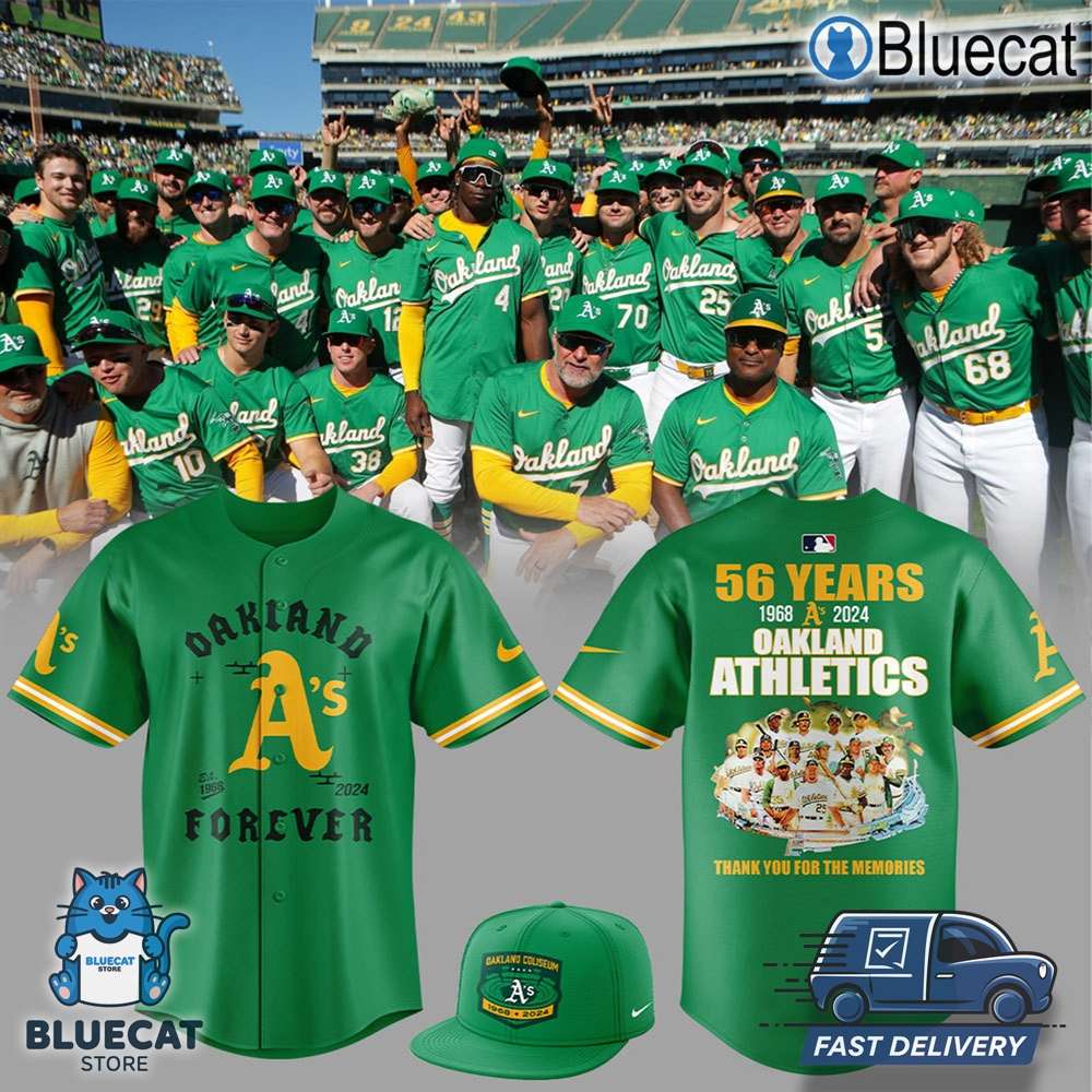 limited edition oakland athletics 56 years 1968 2024 thank you for the memories baseball jersey 1