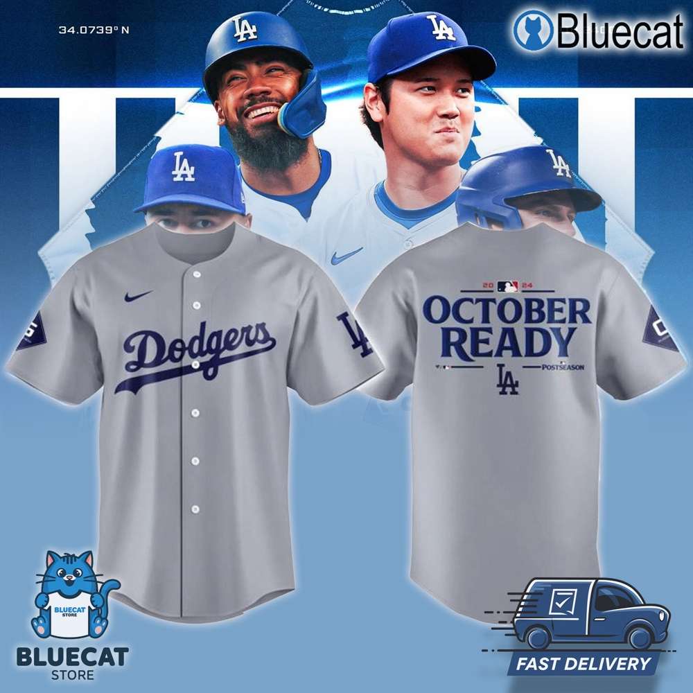 los angeles dodgers grey version october ready 2024 baseball jersey for fans