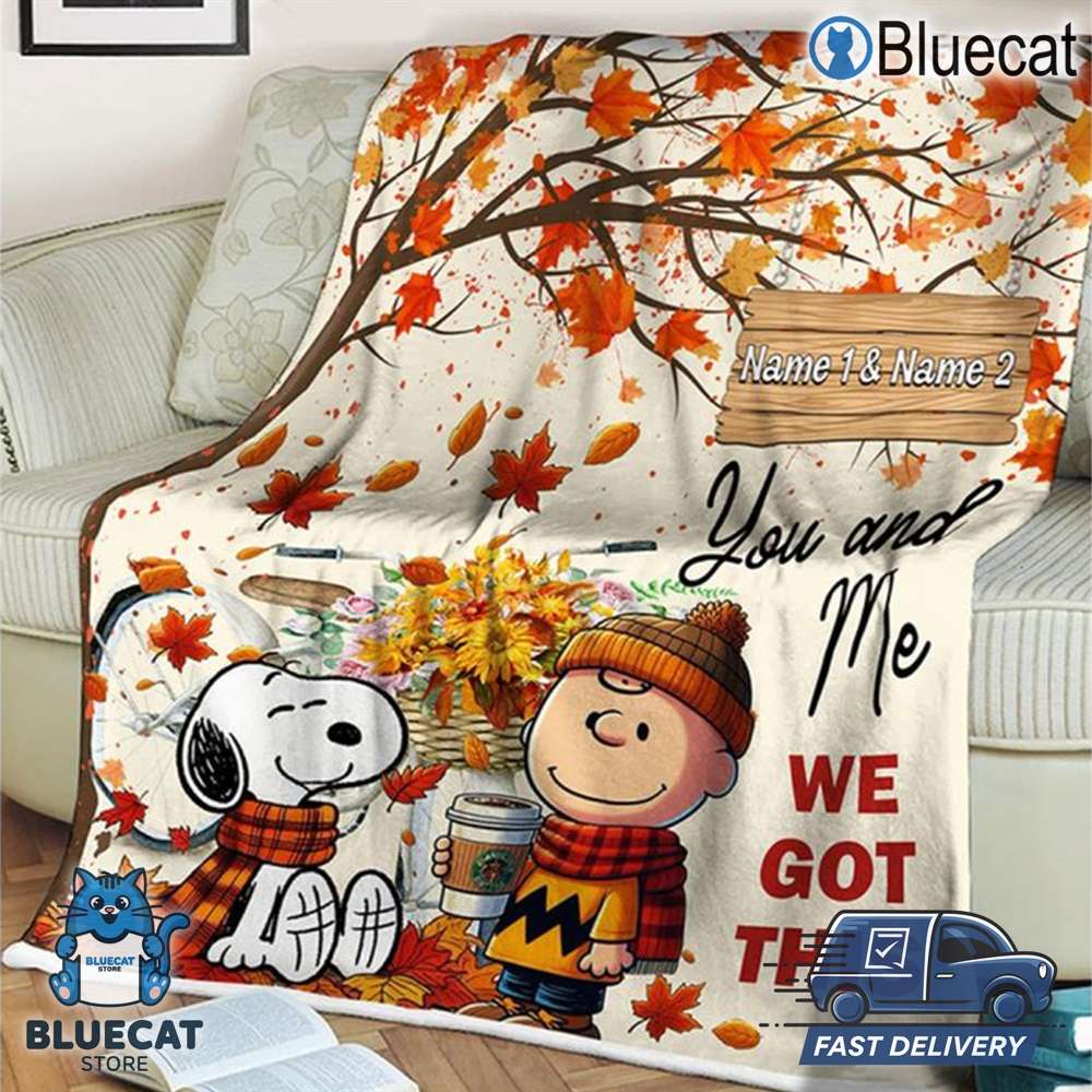 snoopy charlie brown you and me we got this personalized fleece blanket quilt 1