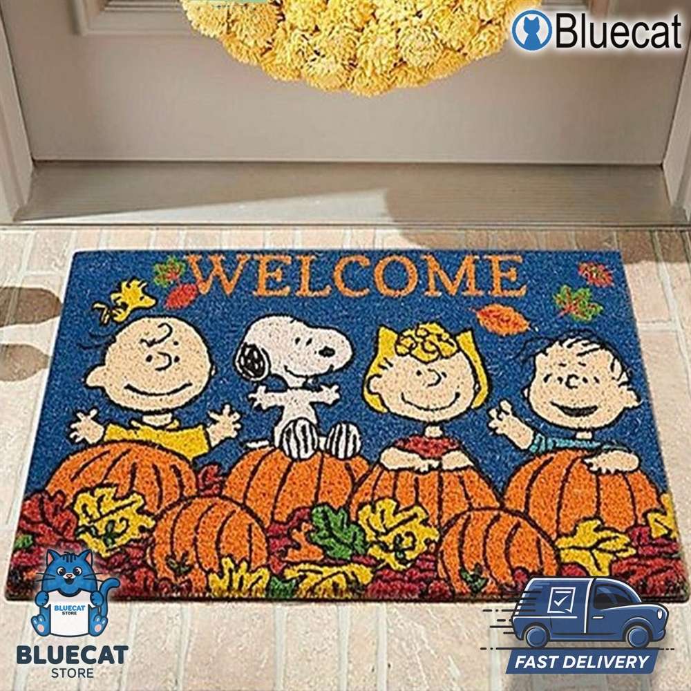 snoopy happy fall season welcome friends personalized doormat