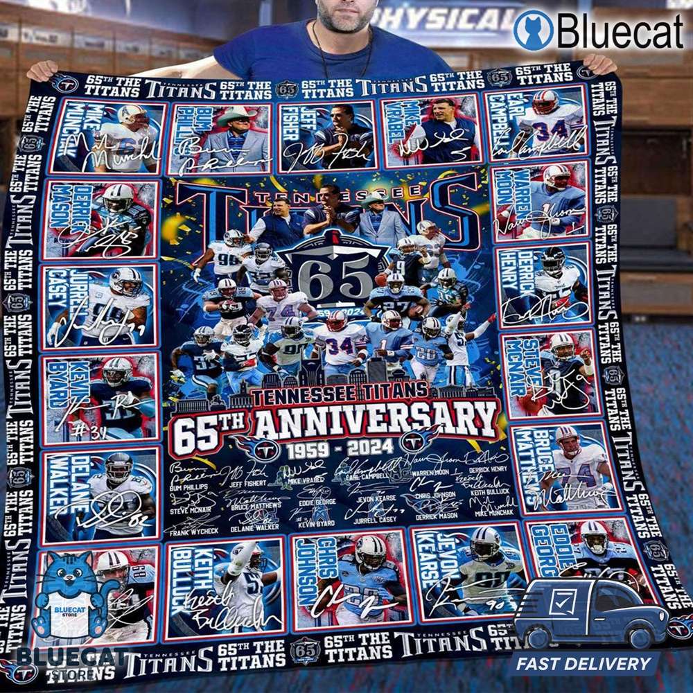 tennessee titans 65th anniversary 1959 2024 fleece blanket quilt 1