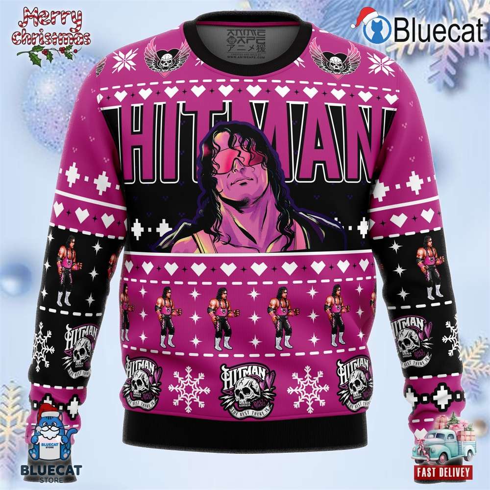 the hitman bret hart wrestler ugly christmas sweater 1