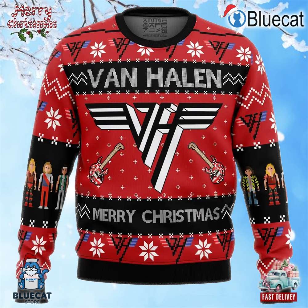 van halen merry christmas ugly christmas sweater 1