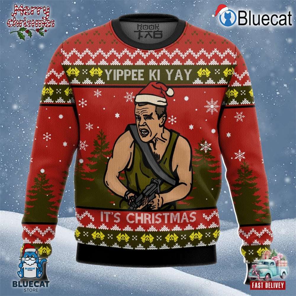 yippee ki yay its christmas die hard xmas holiday gift ugly christmas sweater 1