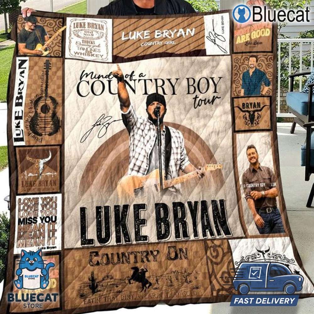 luke bryan 2024 mind of a country boy tour fleece blanket quilt 1