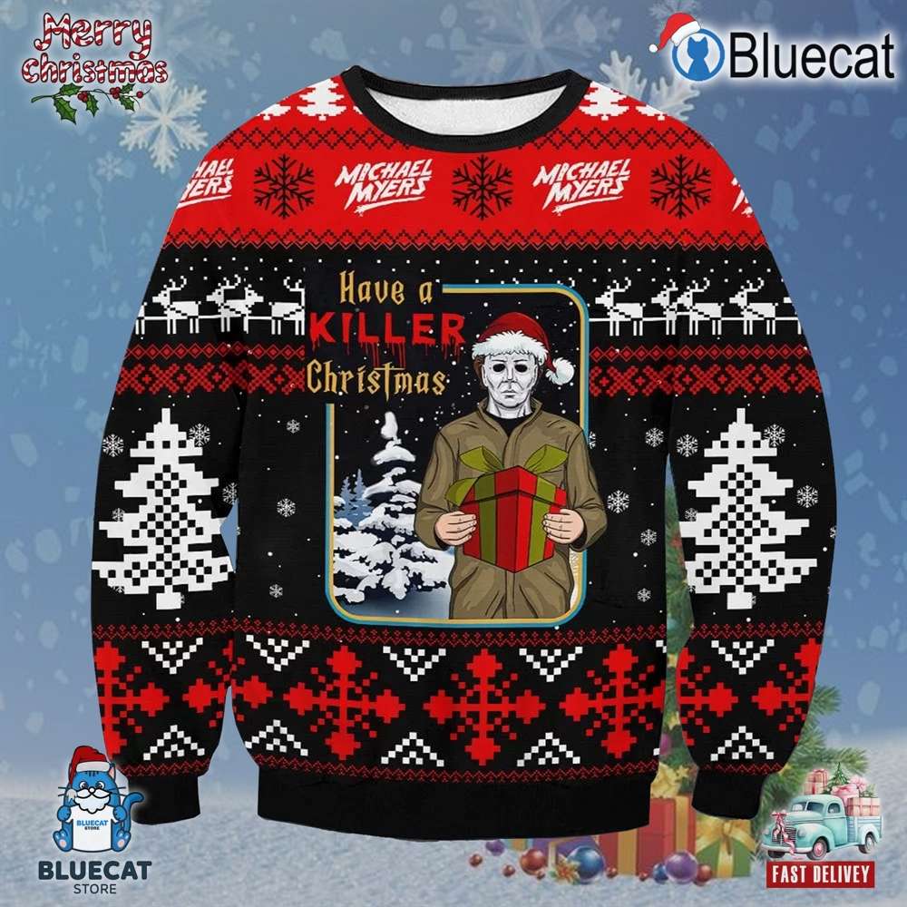 michael myer have a killer christmas ugly christmas sweater