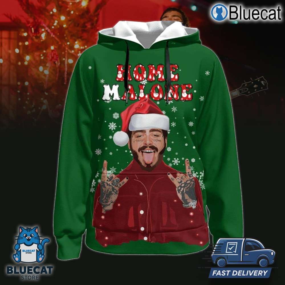 post malone celebrating christmas home malone hoodie sweatshirt t shirt gift for fans 1