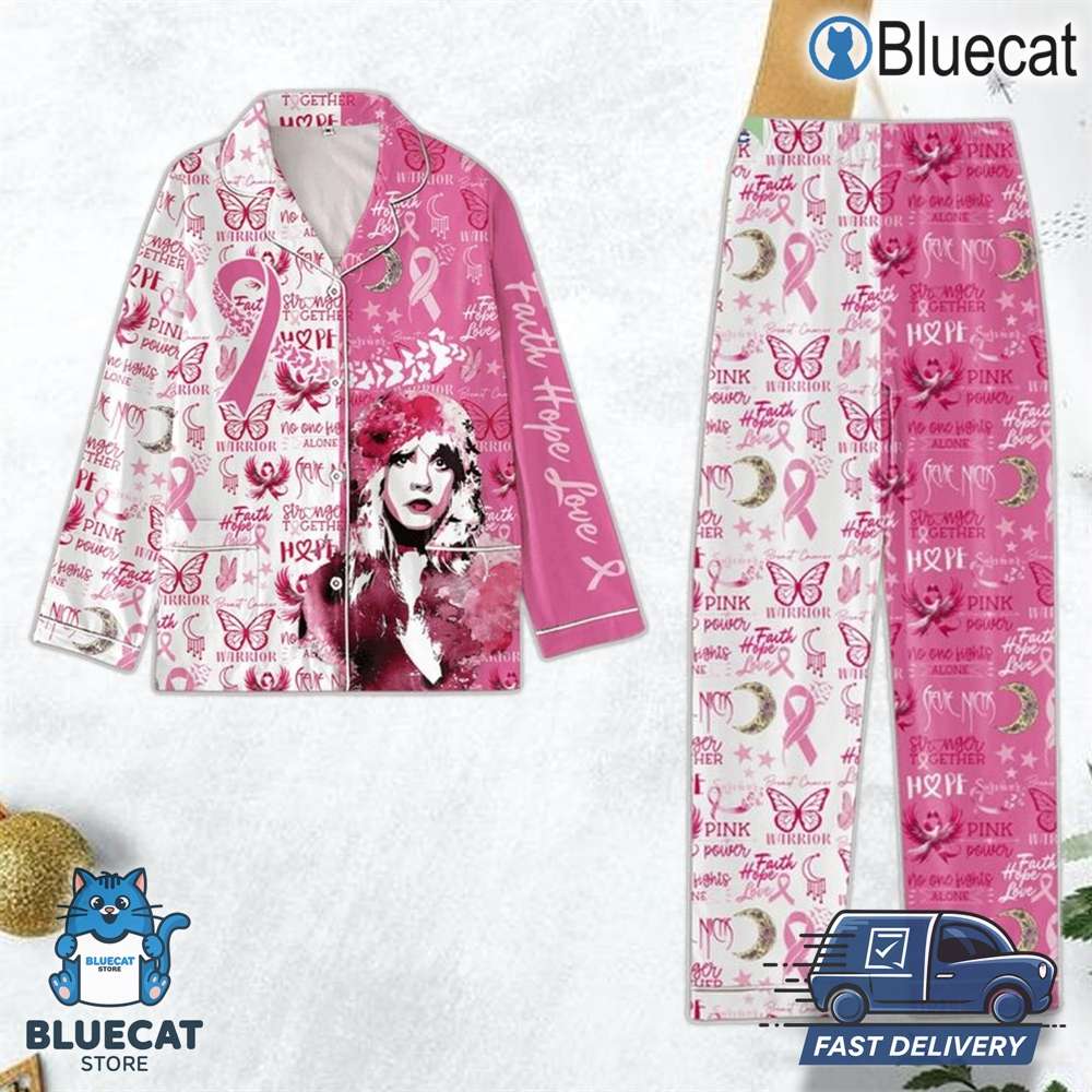 stevie nicks faith hope love breast cancer warrior polyester pajamas set