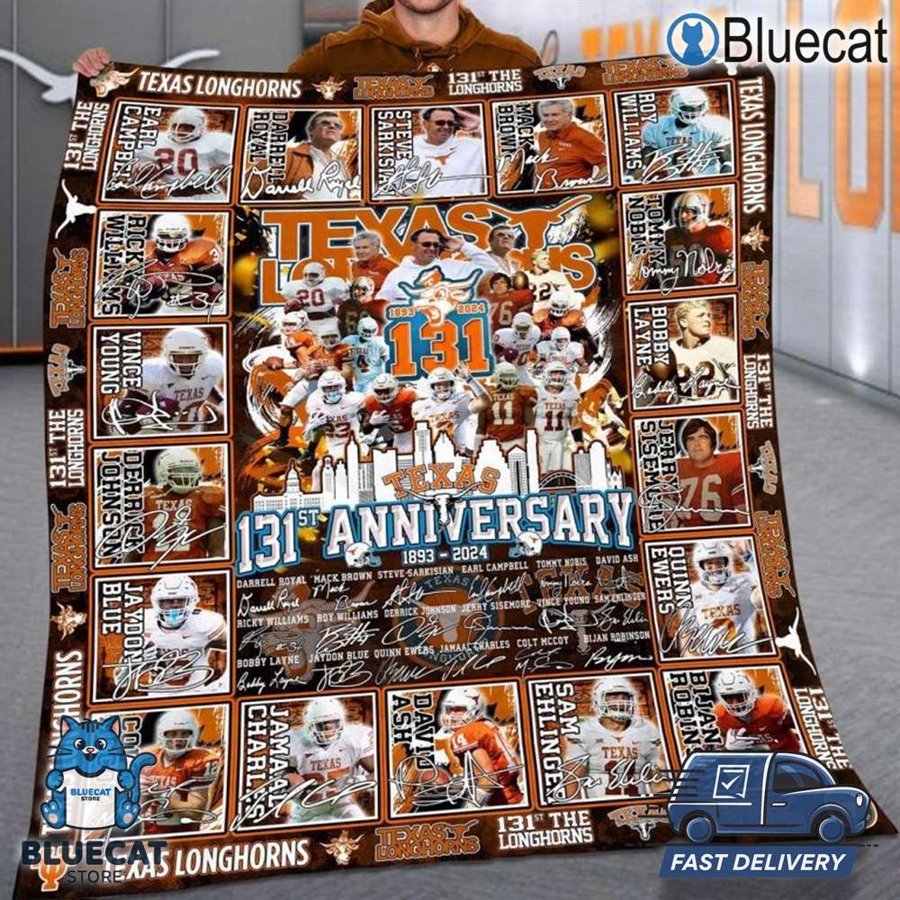 texas longhorns 131st anniversary 1893 2024 fleece blanket quilt 1