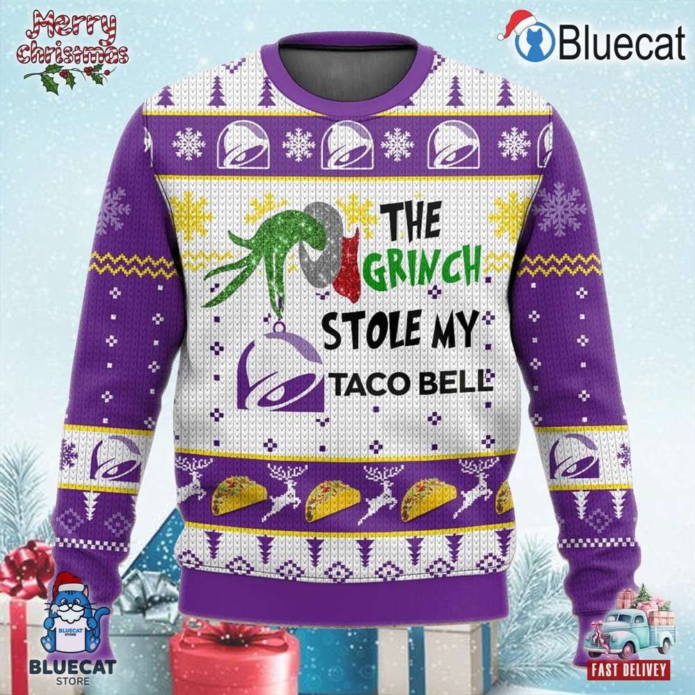 the grinch stole taco bell xmas holiday gift ugly christmas sweater 1