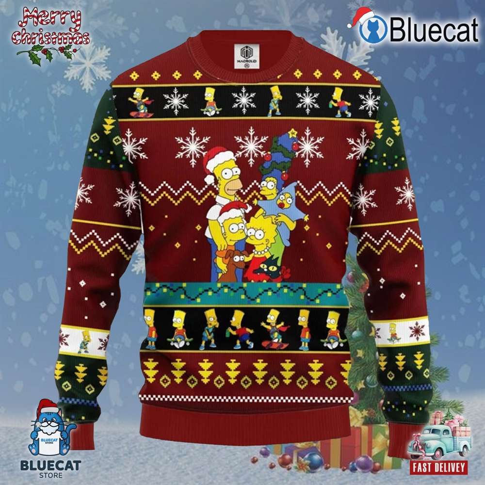 the simpsons christmas holiday xmas holiday ugly sweater